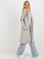 Grey long tracksuit coat without fastening