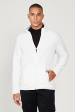 AC&Co / Altınyıldız Classics Men's White Anti-pilling Non-Pilling Standard Fit Stand-Up Bato Collar Sweatshirt Fleece Jacket