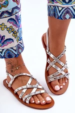Women's decorated sandals silver Alemona
