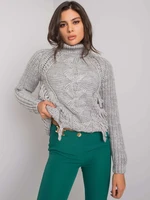 RUE PARIS Grey knitted turtleneck
