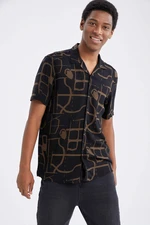 DEFACTO Regular Fit Printed Viscose Short Sleeve Shirt