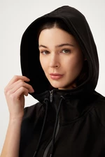 LOS OJOS Women's Black Hoodie with Zipper and Sweatshirt.
