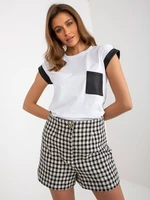 White women's T-shirt with eco-leather inserts