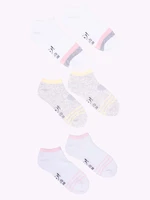 Yoclub Kids's Girls' Ankle Cotton Socks Patterns Colours 3-pack SKS-0028G-AA30-001