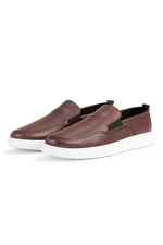 Ducavelli Seon Genuine Leather Men's Casual Shoes, Loafers, Summer Shoes, Light Shoes Brown.