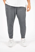 XHAN Gray Square Pattern Relaxed Trousers 3xxe5-46971-03