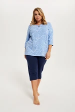 Women's pyjamas Cicada 3/4 sleeve, 3/4 leg - print/navy blue