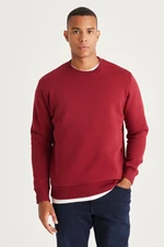AC&Co / Altınyıldız Classics Men's Claret Red Standard Fit Normal Cut Inner Fleece 3 Threads Crew Neck Cotton Sweatshirt.