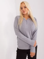 Grey women's plus size sweater with viscose
