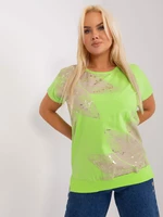 Light green women's blouse plus size with print