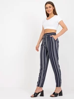 Dark blue summer trousers made of striped fabric SUBLEVEL