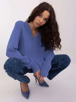 Dark blue oversize sweater with wool