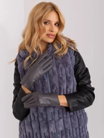 Tmavě šedé rukavice s ekologickou kůží