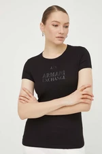 Bavlnené tričko Armani Exchange dámske, čierna farba, 3DYT11 YJG3Z