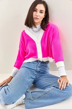 Bianco Lucci Women's 3-Button Crop Cardigan
