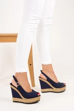 Fox Shoes Navy Blue Women's Wedge Heels Shoes