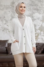InStyle Long Button Back Loose Knitwear Cardigan - White