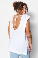 Trendyol Curve White More Sustainable Knitted Knitted Decollete, Padded T-Shirts