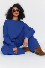 Trendyol Indigo Wide Fit Basic Top and Bottom Set With Trousers, Tricot