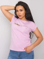 Light purple T-shirt plus sizes with patches