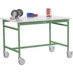 Manuflex BB4061.6011 Odkladací stolík BASIS mobilný s melamínovou doskou v zelenej farbe Reseda RAL 6011, š xhxv: 1500 x