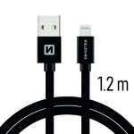 Datový kabel Swissten Textile USB / Lightning 1,2 M, black