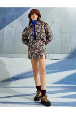 Koton Ethnic Pattern High Waist Slit Mini Skirt