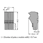 1vodičová pružinová lišta , WAGO 2020-106, 21.7 mm x 40.5 mm , 25 ks
