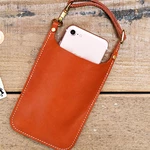Genuine Leather Vintage Casual Carry 6.1 inch Phone Bag Coin Bag Waist Bag For Men Women