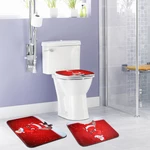 3PCS Christmas Snowman Toilet Mat Set Non-slip Waterproof Bathroom Door Mat Set
