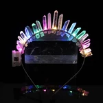 LED Crown Crystal Headband Headdress Garland Bridal Jewelry 3 Mode Flash Light Christmas Halloween Party Gift