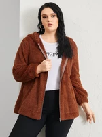 Plus Size Hooded Zip Front Long Sleeves Jacket
