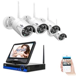 Hiseeu 10 inch Display 4pcs 1080P Wireless CCTV IP Camera System 8CH NVR WiFi Video Surveillance Home Security System Ki