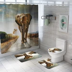 4/3/1PCS Elephant Bathroom Toilet Floor Mat Waterproof Shower Curtain Non-slip Flannel Coloured Door Mat Bathroom Carpet