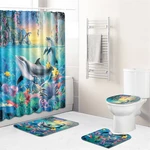 Bathroom Non-Slip European Marine Starfish Decoration Style Decoration Base Carpet Lid Toilet Cover Bathroom Mat Shower