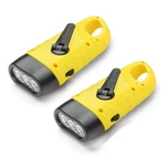2Pcs Yellow Hand Crank Flashlight Solar Powered Emergency Torch Rechargeable Dynamo with Quick Snap Clip for Kids Hurric