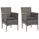 Garden Dining Chairs 2 pcs Poly Rattan Gray