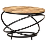 Coffee Table Black 23.6"x23.6"x15.7" Solid Rough Mango Wood