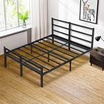 Full Bed Frames with Headboard,Black 14 Inch Metal Platform Bed Frame with Storage, Heavy Duty Steel Slat and Anti-Slip