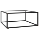 Tea Table Black with Tempered Glass 31.5"x31.5"x13.8"