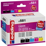 Edding Ink cartridge náhradný Canon PGI-580PGBKXL CLI-581XL kompatibilná kombinované balenie čierna, čierna, zelenomodrá