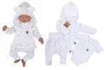 Novorozenecká sada 4D, body kr. rukáv, tepláčky, kabátek a čepička Z&amp;Z, bílá, vel. 62 (2-3m)
