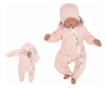 Z&Z Dětský teplákový dvouvrstvý overálek s kapucí, Květy, růžový, vel. 56 (1-2m) Z&Z Dětský teplákový dvouvrstvý overálek s kapucí, Květy, růžový, vel. 56 (1-2m)