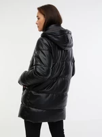 Orsay Černý dámský prošívaný koženkový kabát - Dámské