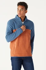 AC&Co / Altınyıldız Classics Men's Indigo-tile Standard Fit Normal Cut, Casual Casual Two-tone Fleece Sports Sweatshirt.