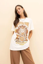 DEFACTO Oversize Fit Crew Neck Printed Short Sleeve T-Shirt