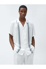 Koton Short-Sleeved Shirt with Turndown Collar Buttons Stripe Detailed.