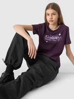 Dívčí tričko s potiskem - tmavě fialové