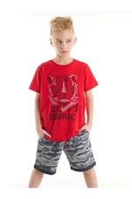 Mushi Brave Tiger Boy Red T-Shirt Camouflage Shorts Set