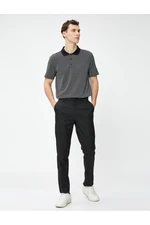Koton Polo Neck T-Shirt with Buttons, Short Sleeves, Geometric Print
